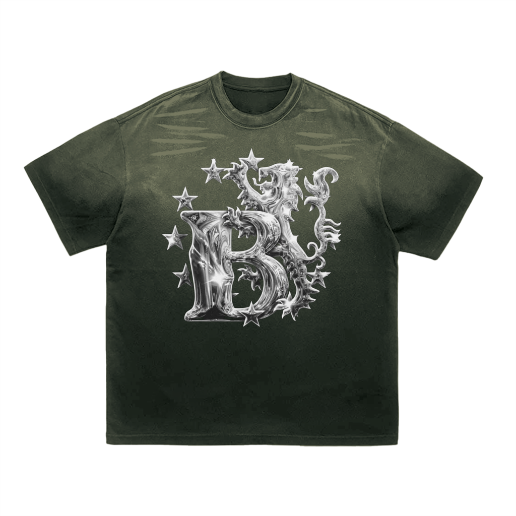 Bomura Inferno Lion Emblem Washed Monogram Tee