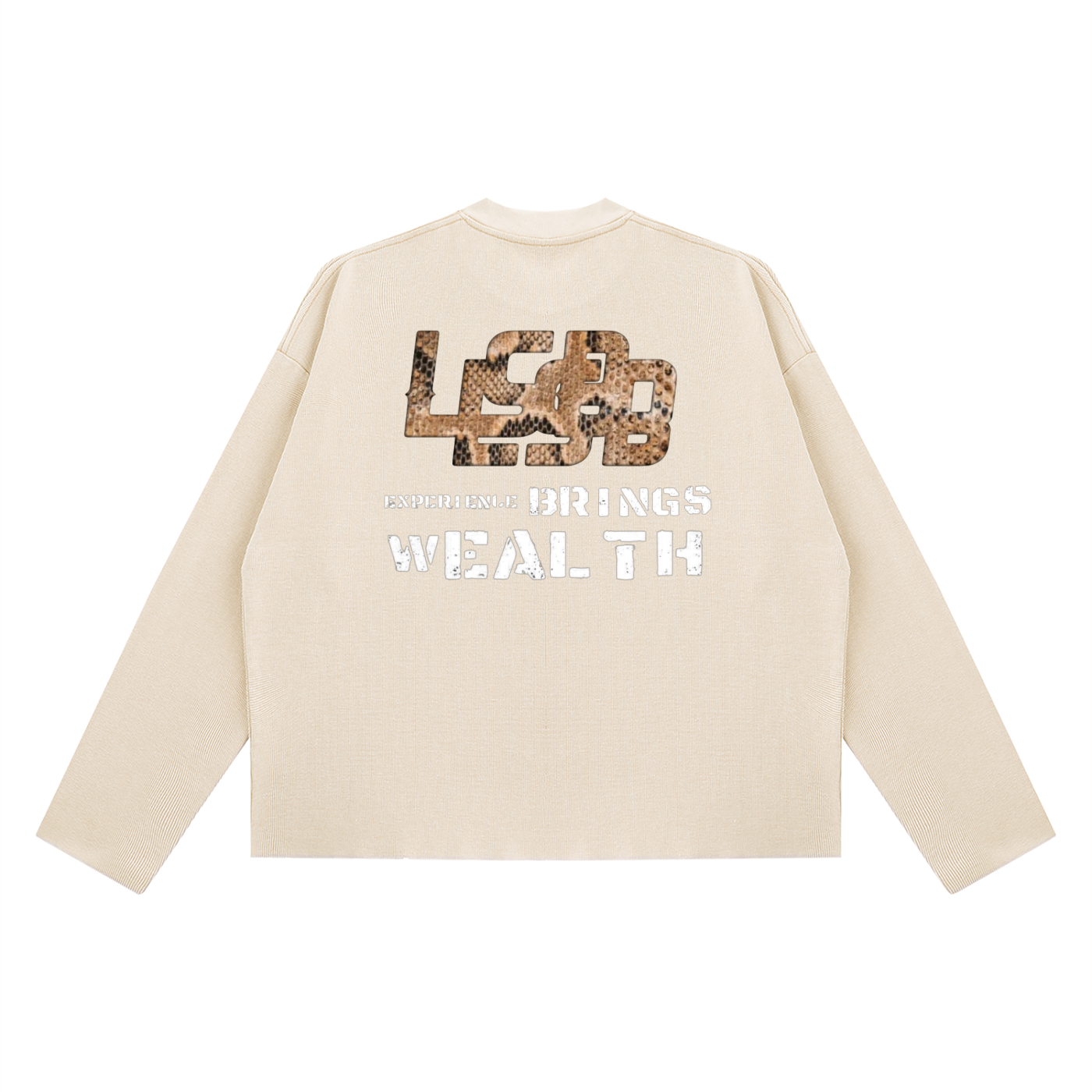 Bomura "Experience Brings Wealth" Snakeskin Waffle Boxy Long Sleeve
