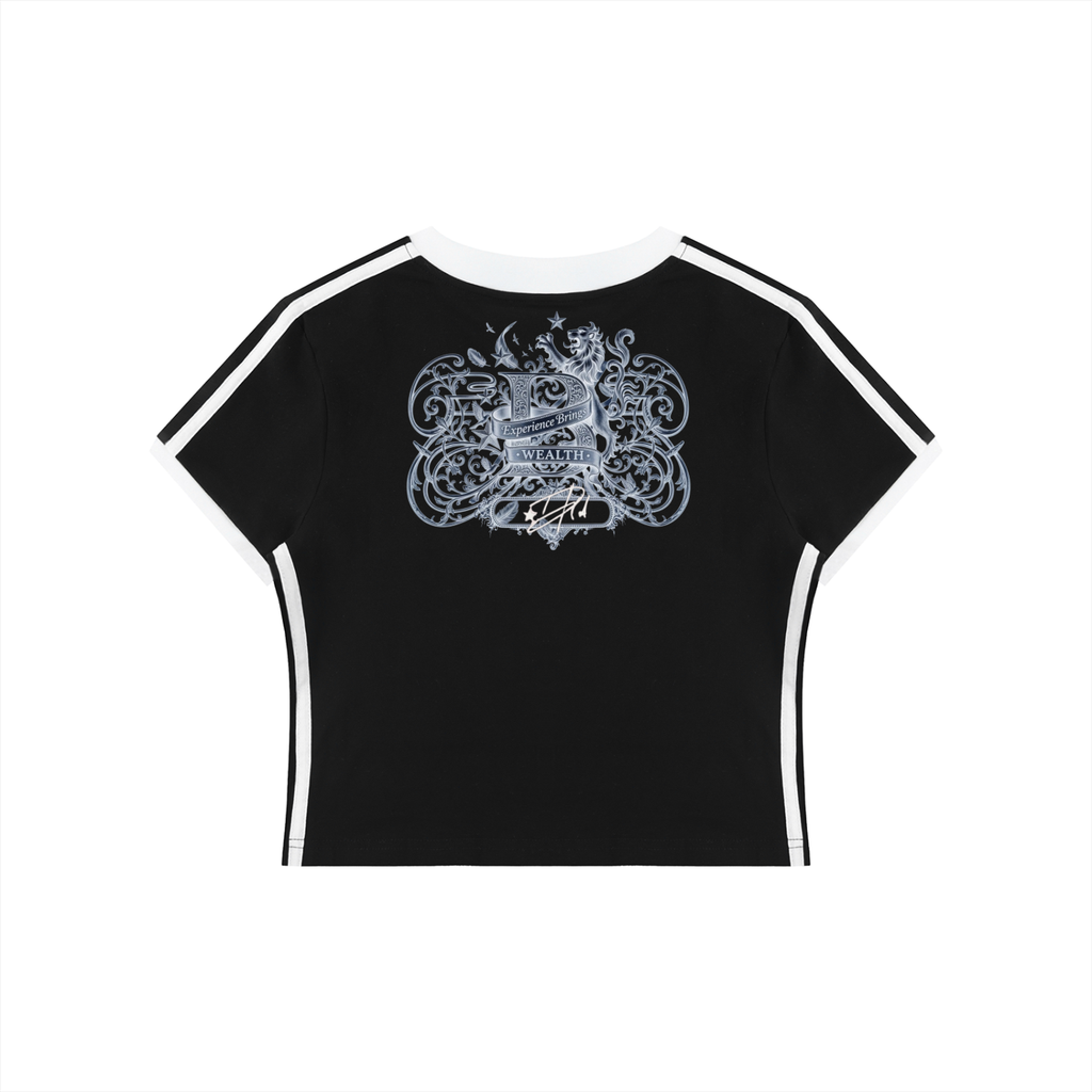 Women's Retro Binding V-Neck Crop T-Shirt