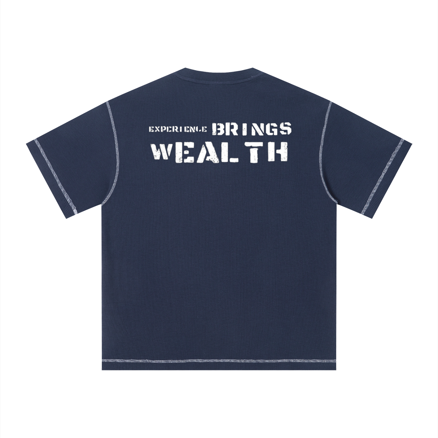 Bomura "Experience Brings Wealth" Lion Crest Contrast Stitch Sunfade Waffle Tee