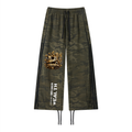 Bomura Gold B Crest All-Over Camo Contrast Panel Wide Leg Sweatpants