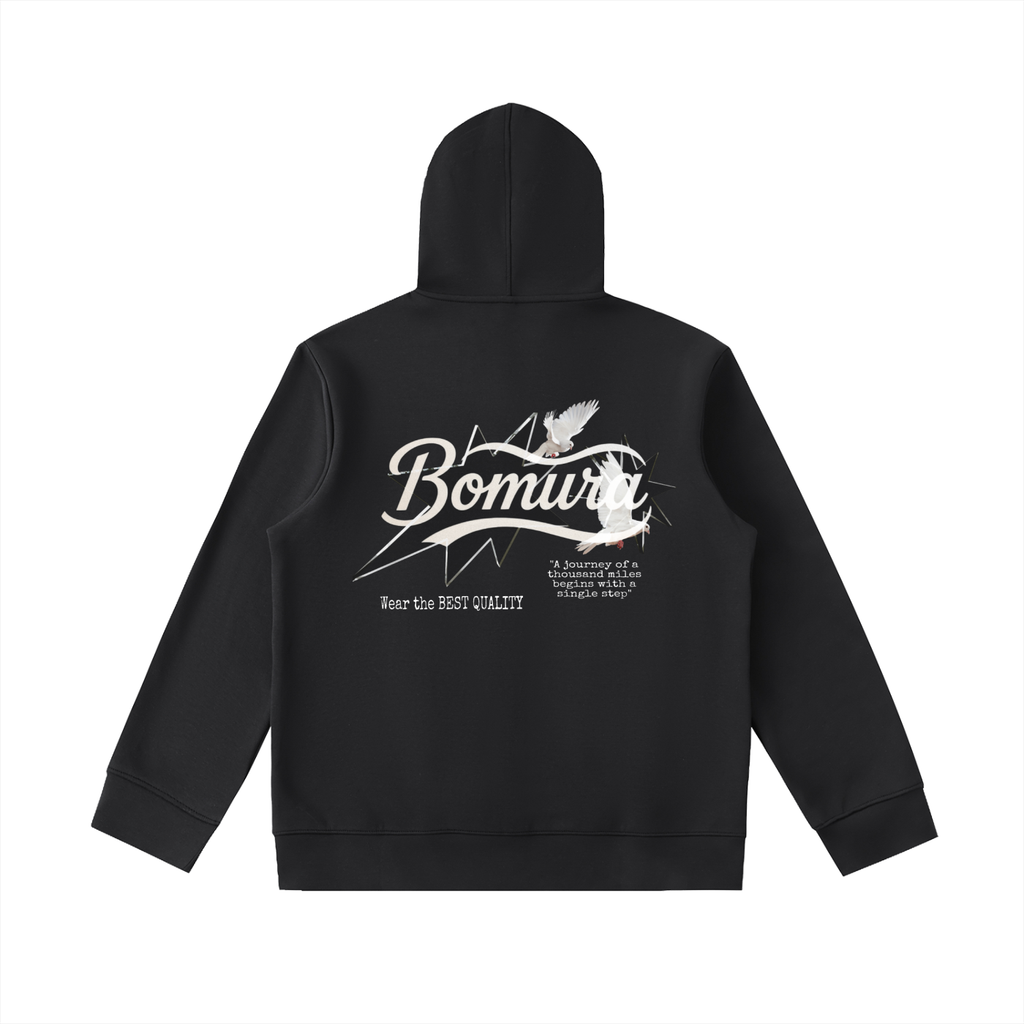 Bomura Dove Script Zip Hoodie