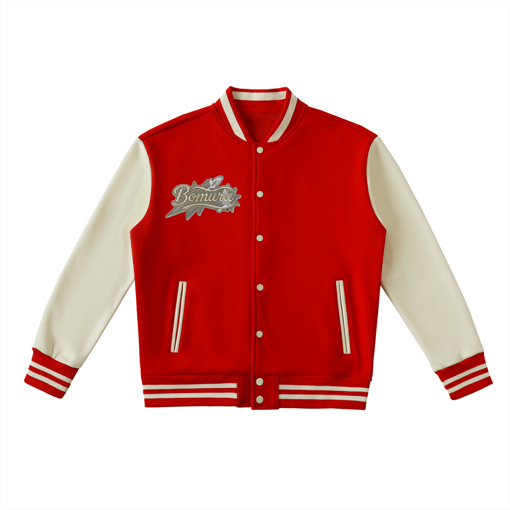 Bomura Embroidered Two-Tone Fleeced Varsity Jacket