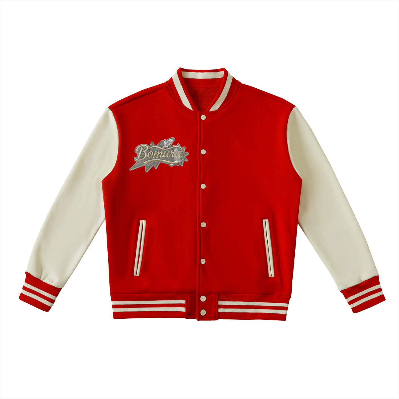 Bomura Embroidered Two-Tone Fleeced Varsity Jacket