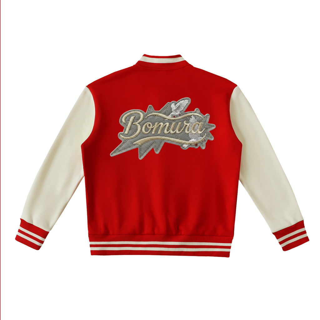 Bomura Embroidered Two-Tone Fleeced Varsity Jacket