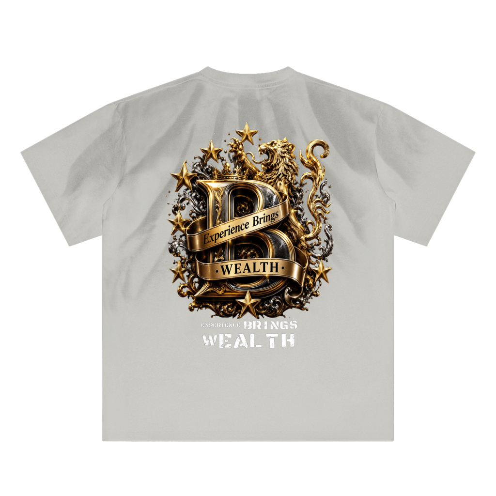 Bomura "Experience Brings Wealth" Gold B Crest Hand-Scrunched Sunfade Tee