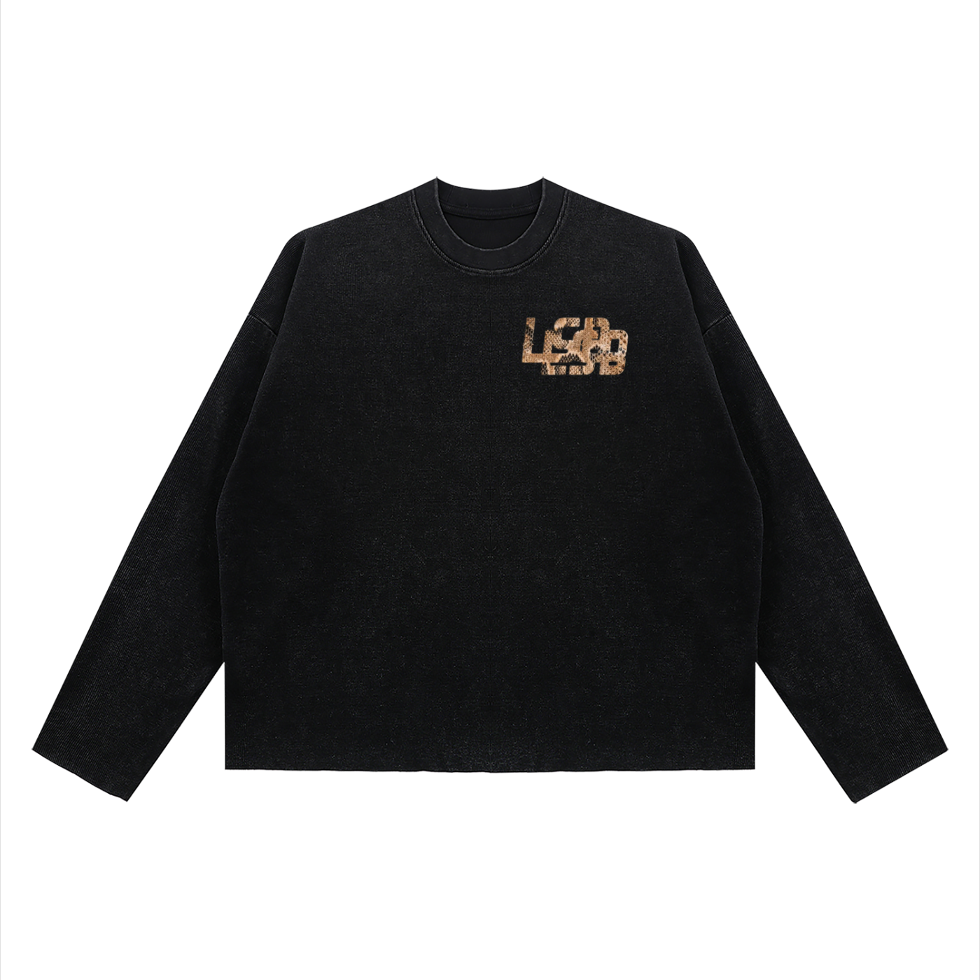 Bomura "Experience Brings Wealth" Snakeskin Waffle Boxy Long Sleeve
