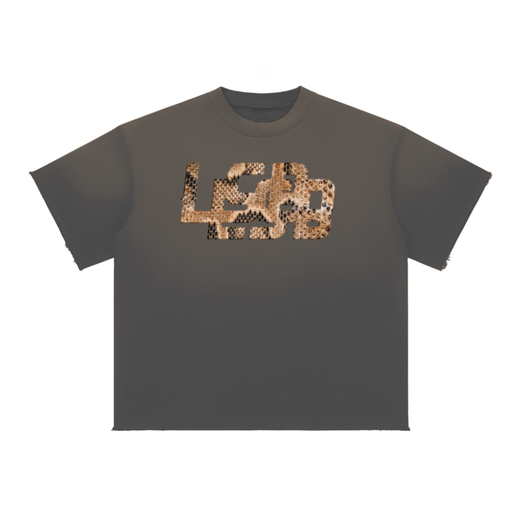 LSB Double Python Embroidered Oversized Cotton Tee