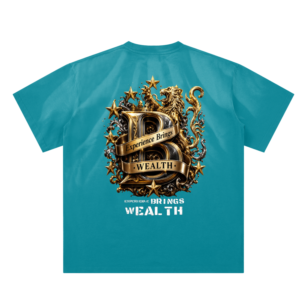 Bomura "Experience Brings Wealth" Gold B Crest Hand-Scrunched Sunfade Tee