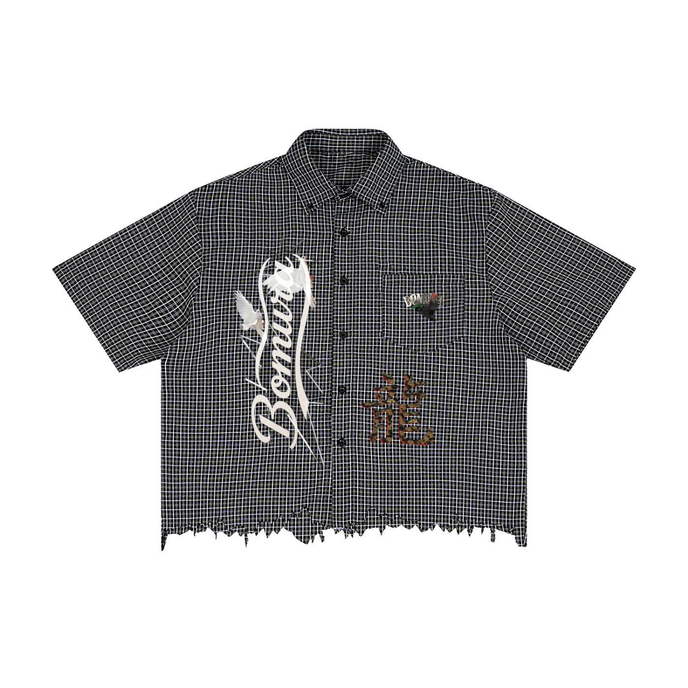 Bomura Edition Huida Distressed Plaid Box Shirt