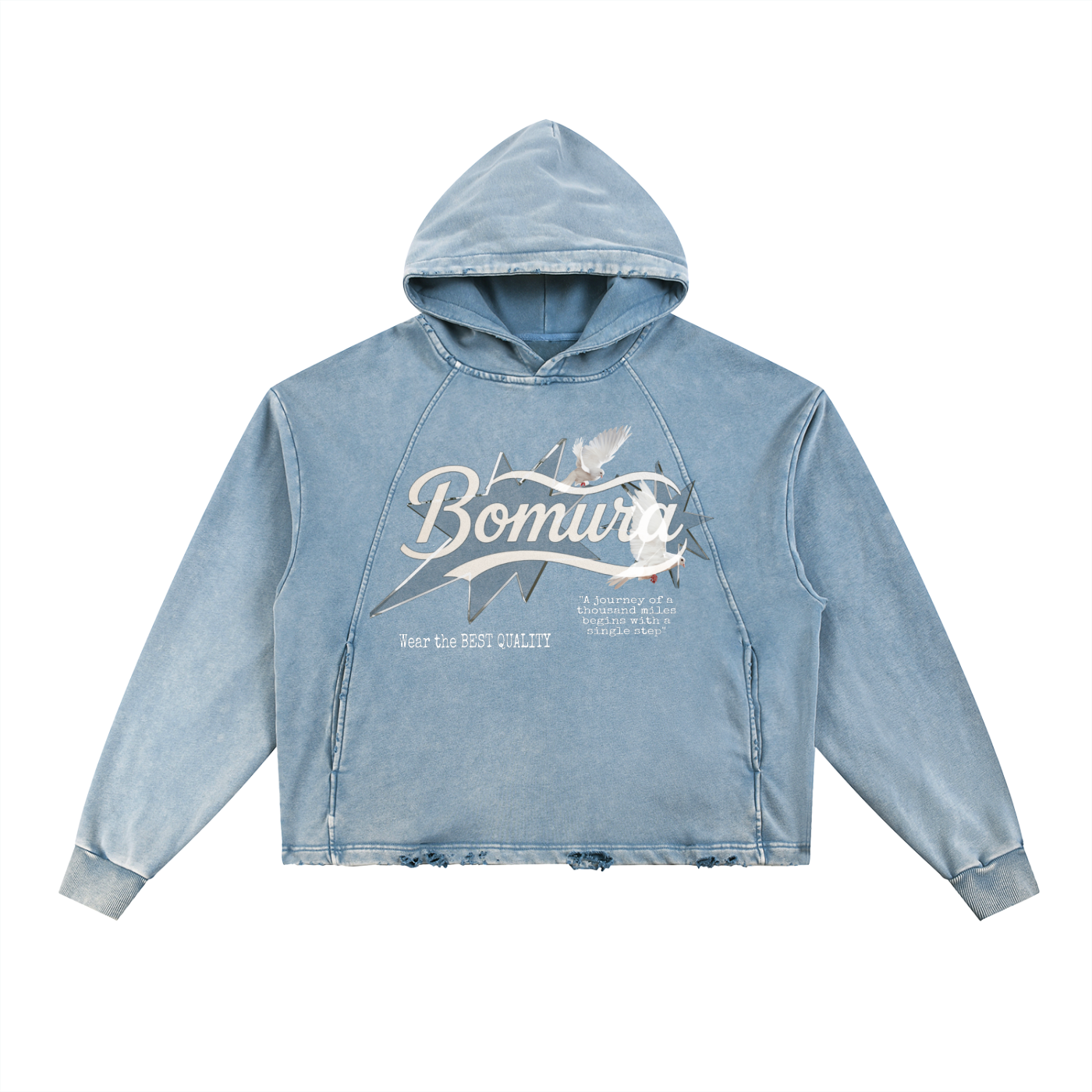 Bomura Collection '26 Vintage Washed Frayed-Hem Hoodie