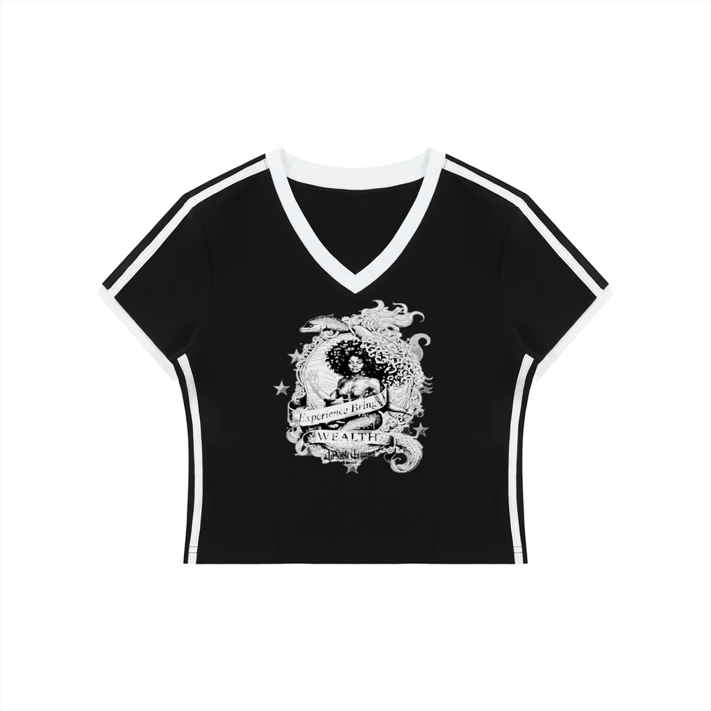 LaSantos Bomura "Experience Brings Wealth" Varsity Crop Tee