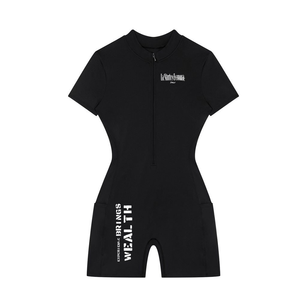 Women's Quarter-Zip Short Sleeve Romper