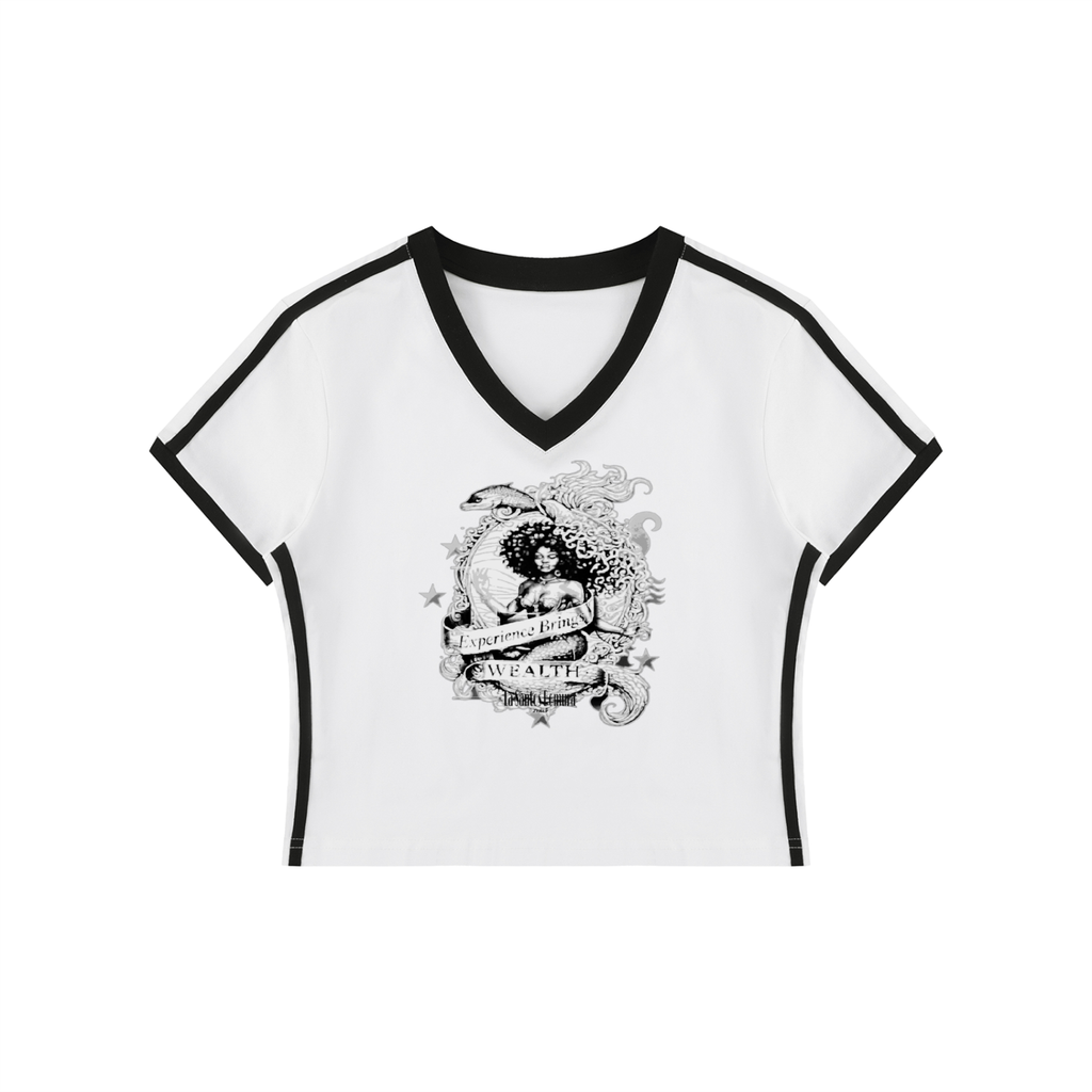 LaSantos Bomura "Experience Brings Wealth" Varsity Crop Tee