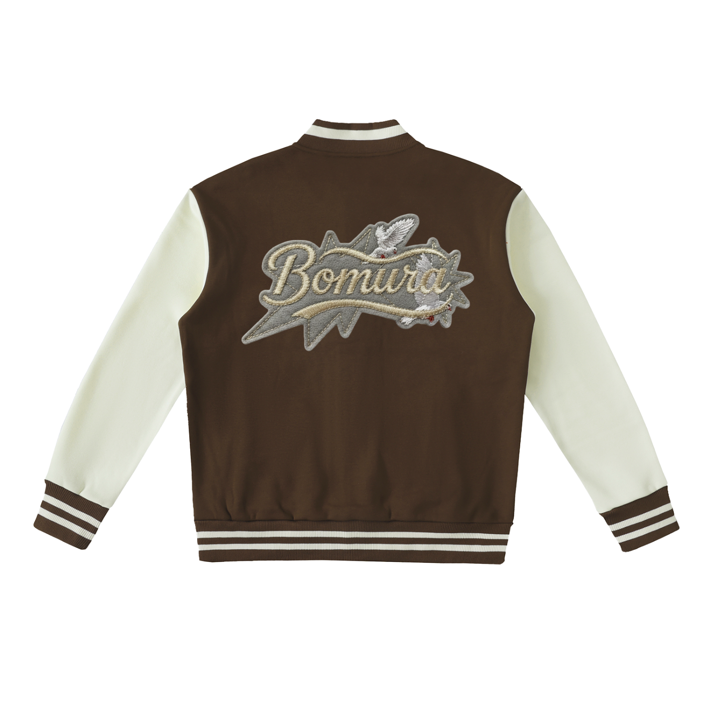 Bomura Embroidered Two-Tone Fleeced Varsity Jacket