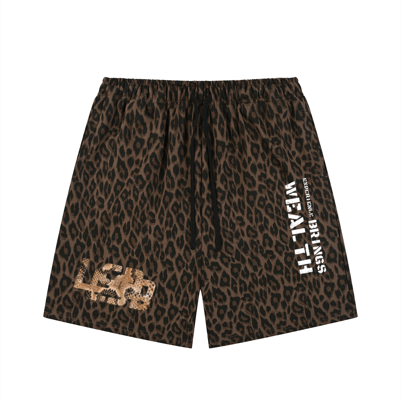 Bomura "Experience Brings Wealth" LSB Leopard Drawstring Shorts