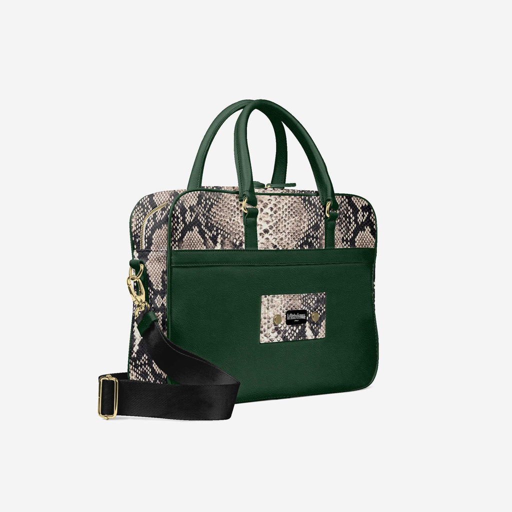 Bomura Men's Slim Python Leather Briefcase