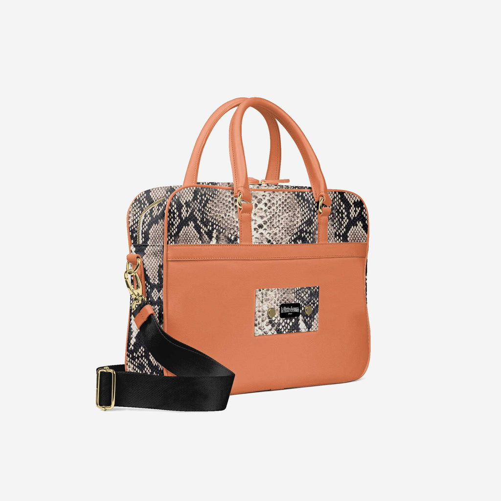 Bomura Men's Slim Python Leather Briefcase