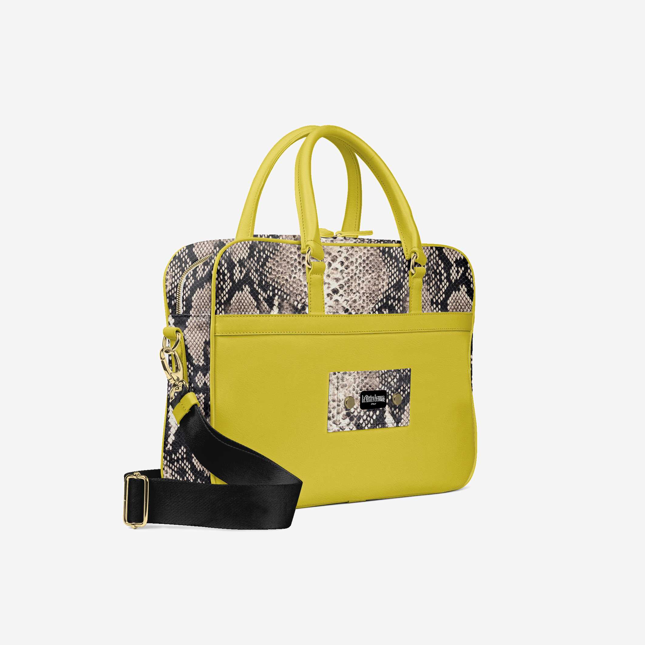 Bomura Men's Slim Python Leather Briefcase