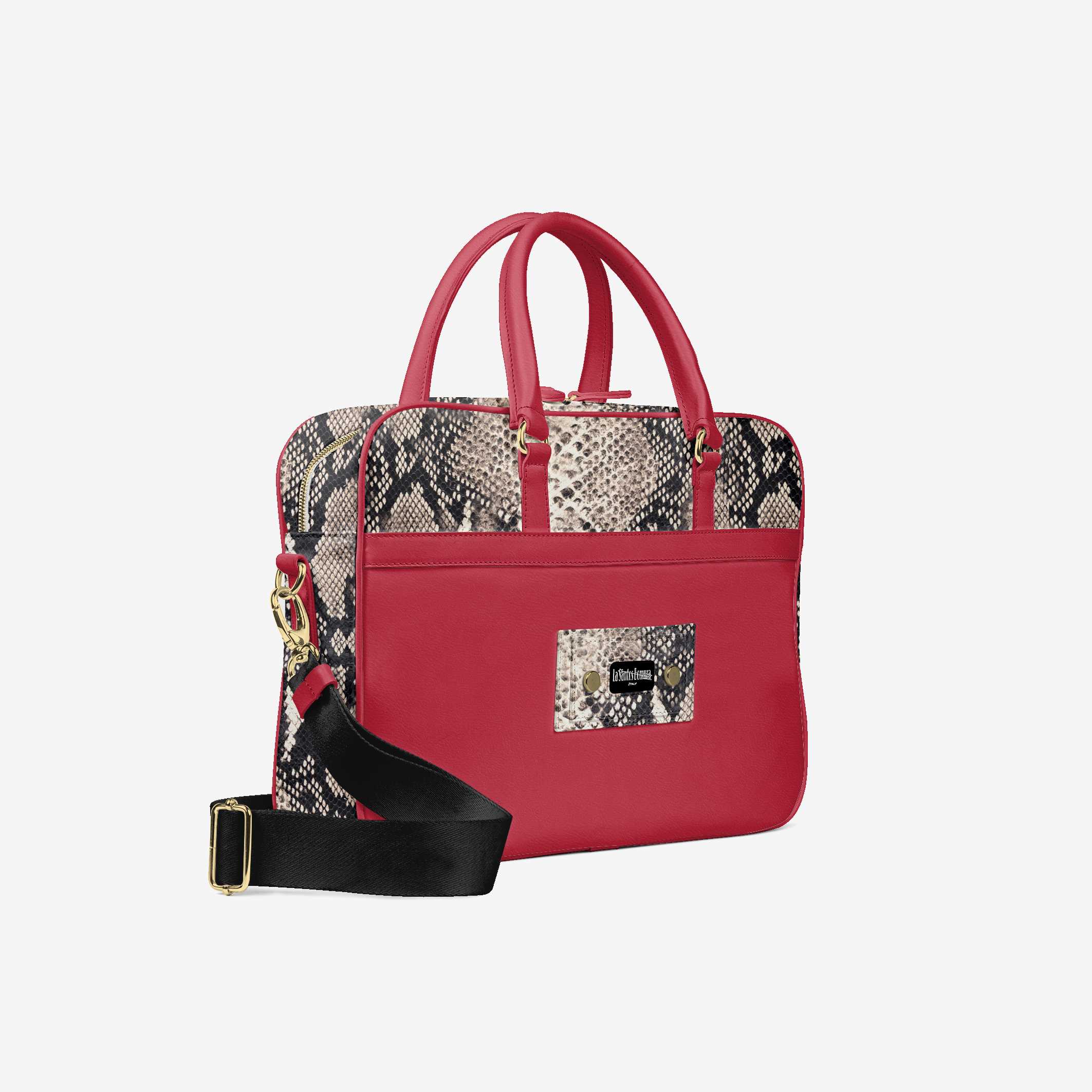 Bomura Men's Slim Python Leather Briefcase