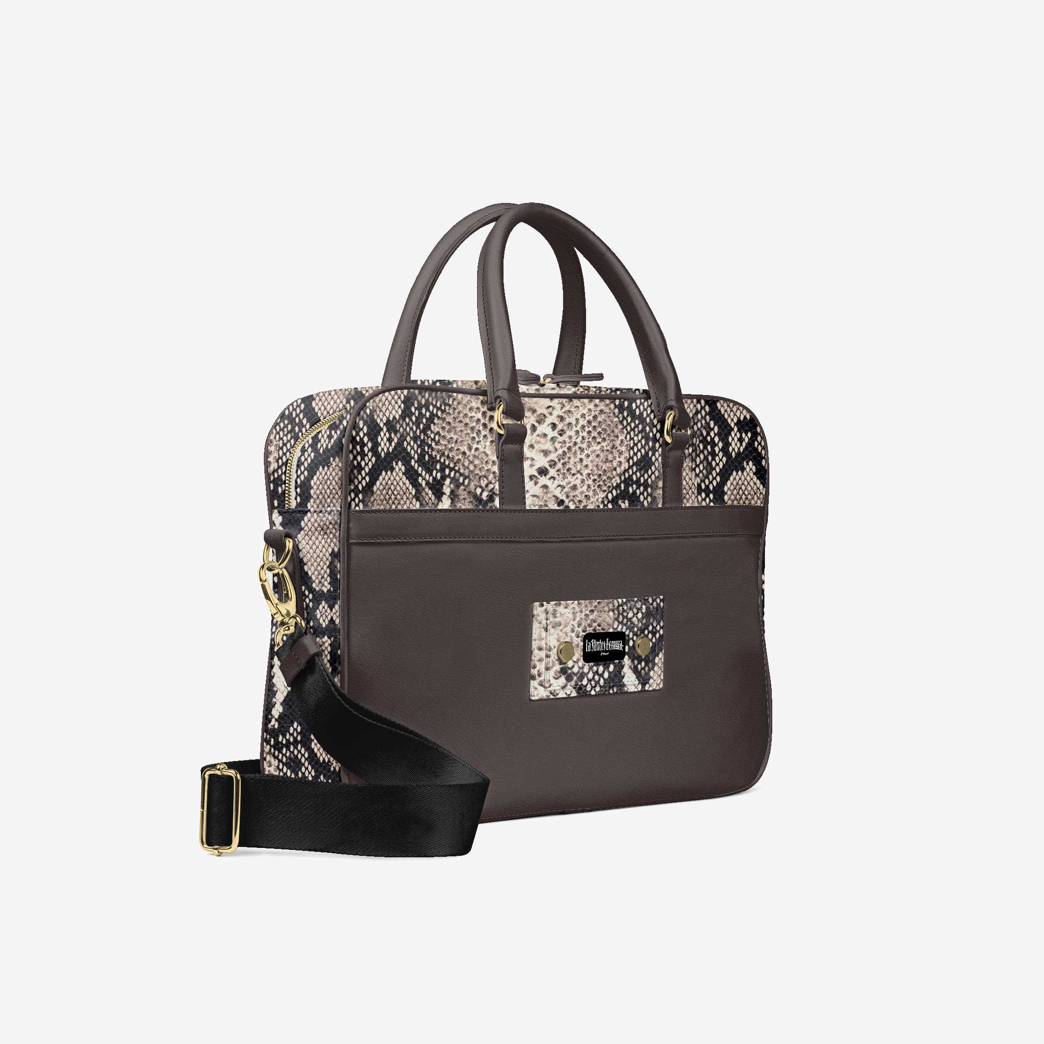 Bomura Men's Slim Python Leather Briefcase