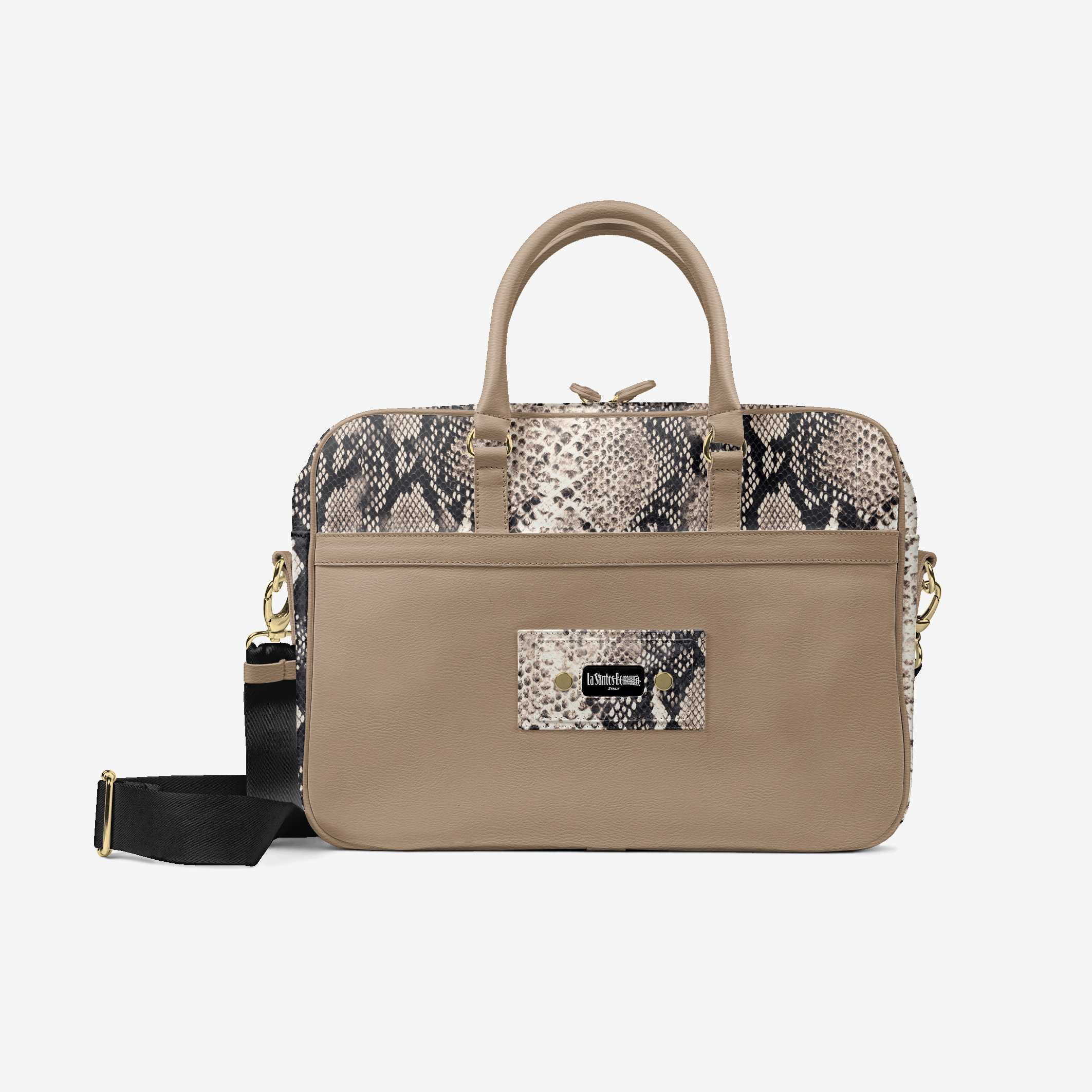 Bomura Men's Slim Python Leather Briefcase