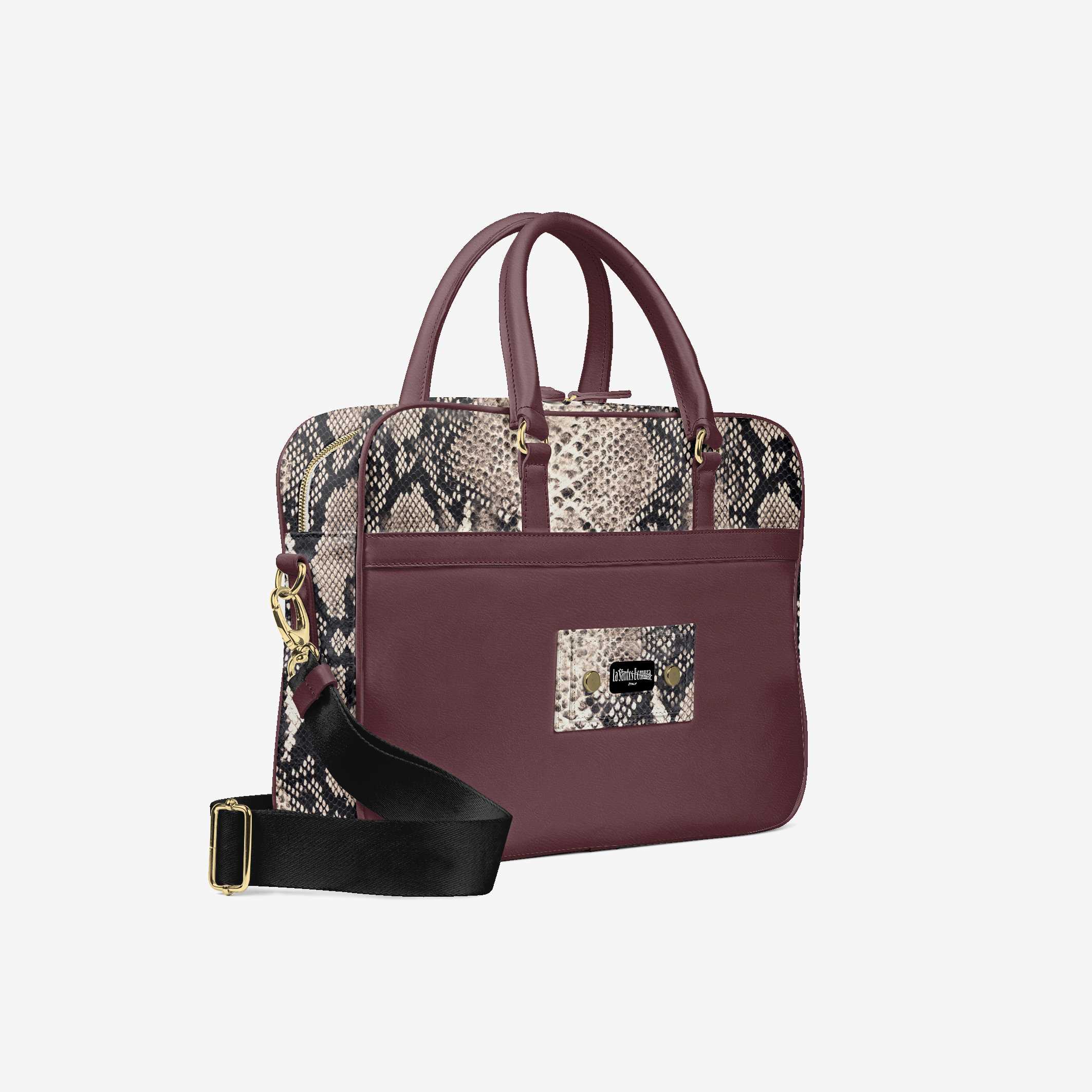 Bomura Men's Slim Python Leather Briefcase