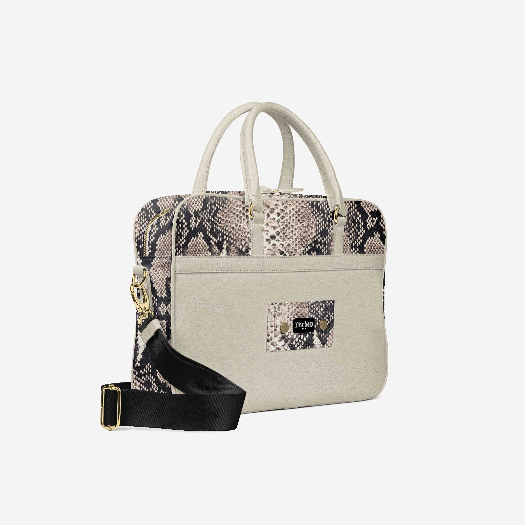 Bomura Men's Slim Python Leather Briefcase