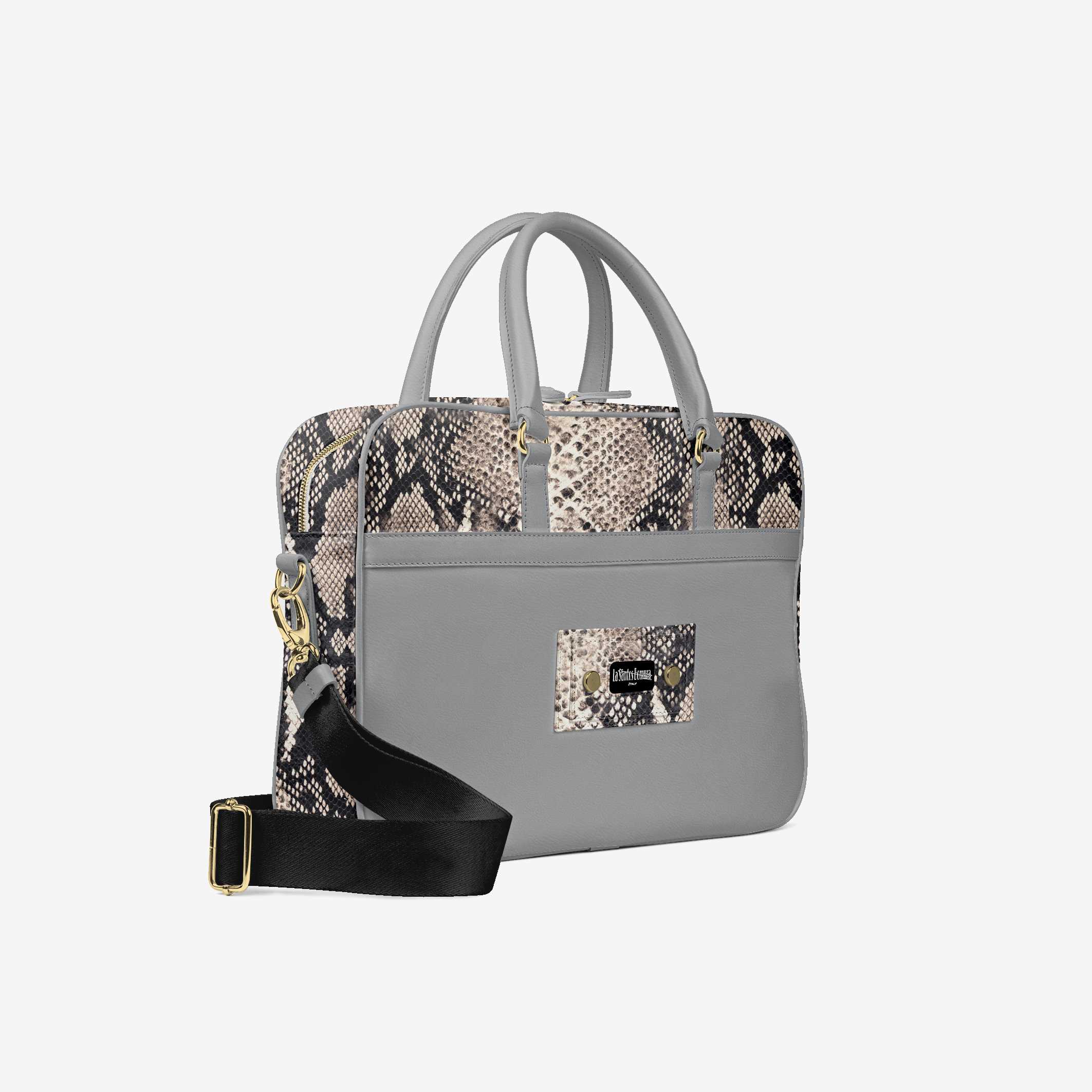 Bomura Men's Slim Python Leather Briefcase