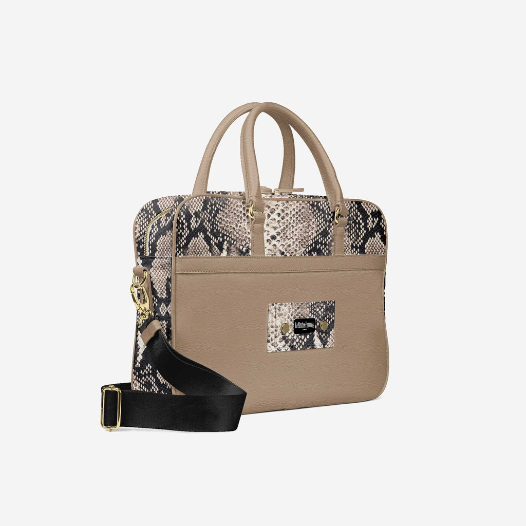 Bomura Men's Slim Python Leather Briefcase