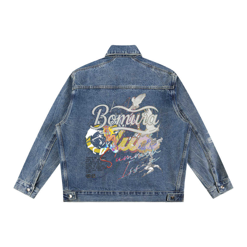 Bomura Edition Vintage Washed Zip Up Denim Jacket