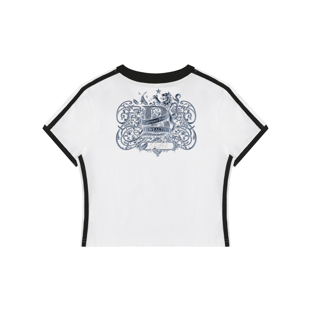 Women's Retro Binding V-Neck Crop T-Shirt