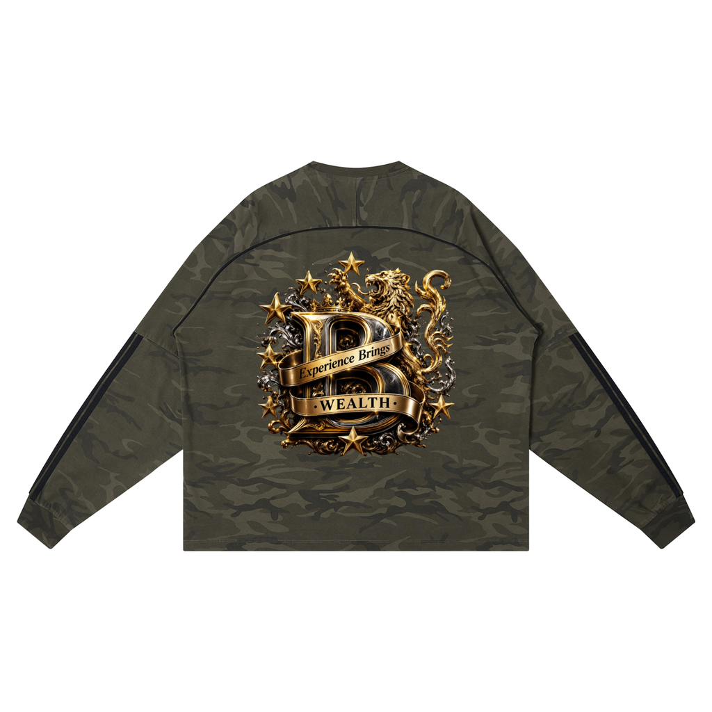 Bomura Gold B Crest All-Over Camo Contrast Panel Long Sleeve