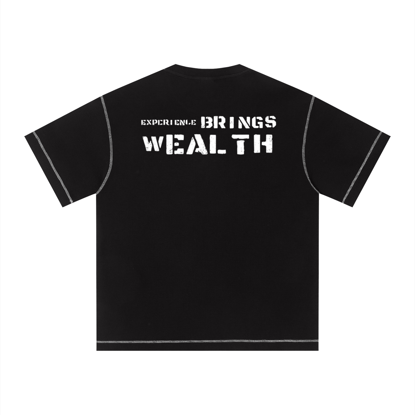 Bomura "Experience Brings Wealth" Lion Crest Contrast Stitch Sunfade Waffle Tee