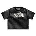 Bomura "Wear the Best Quality" Eagle Script See-Through Mesh Boxy Tee
