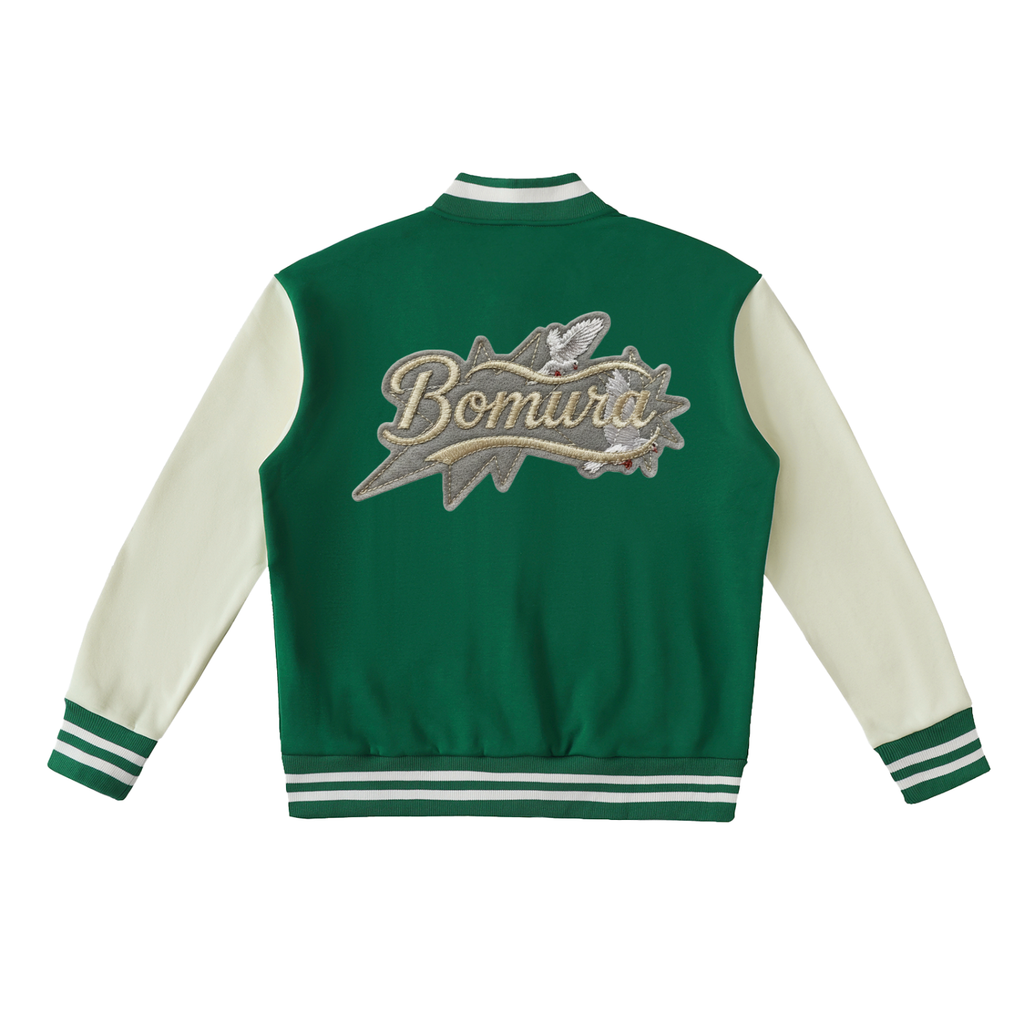 Bomura Embroidered Two-Tone Fleeced Varsity Jacket