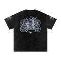 Bomura "Experience Brings Wealth" Lion Crest Snow Wash Oversized Tee