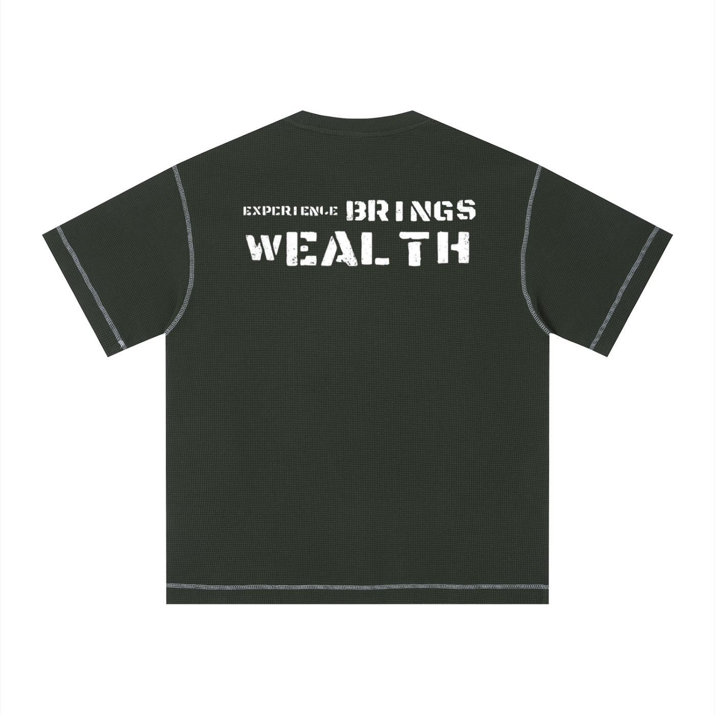 Bomura "Experience Brings Wealth" Lion Crest Contrast Stitch Sunfade Waffle Tee