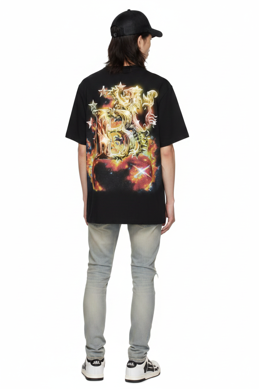 Back View - Baroque B Oversized Tee