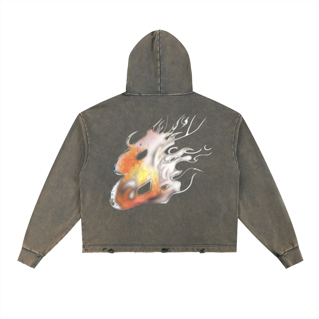 Bomura Collection '26 Vintage Washed Frayed-Hem Hoodie