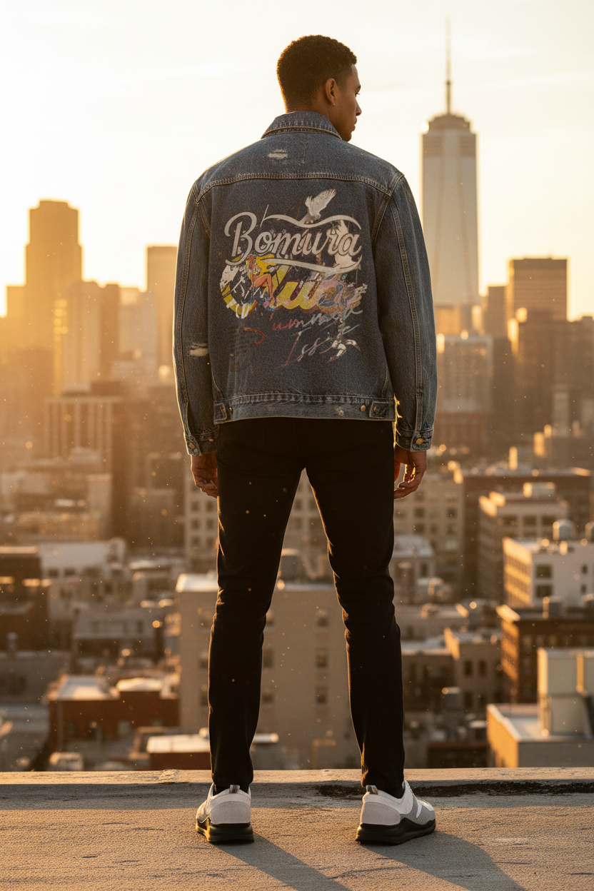 Bomura Denim Jacket - Male Back Editorial
