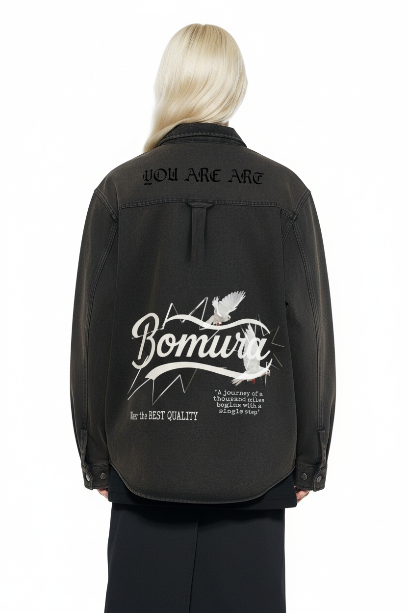 Bomura Denim Shacket Back Editorial