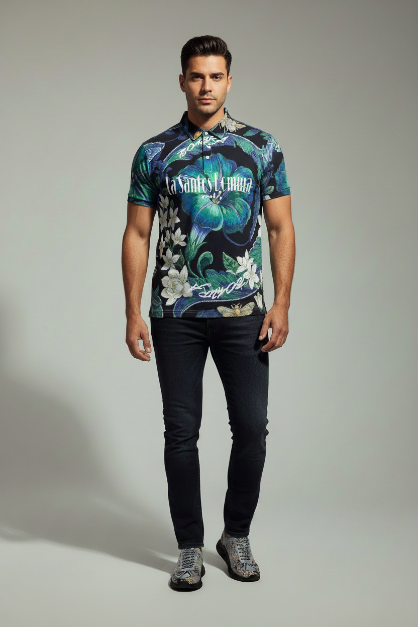 Bomura Floral Polo – DFG Silver Guana Sneakers Swap