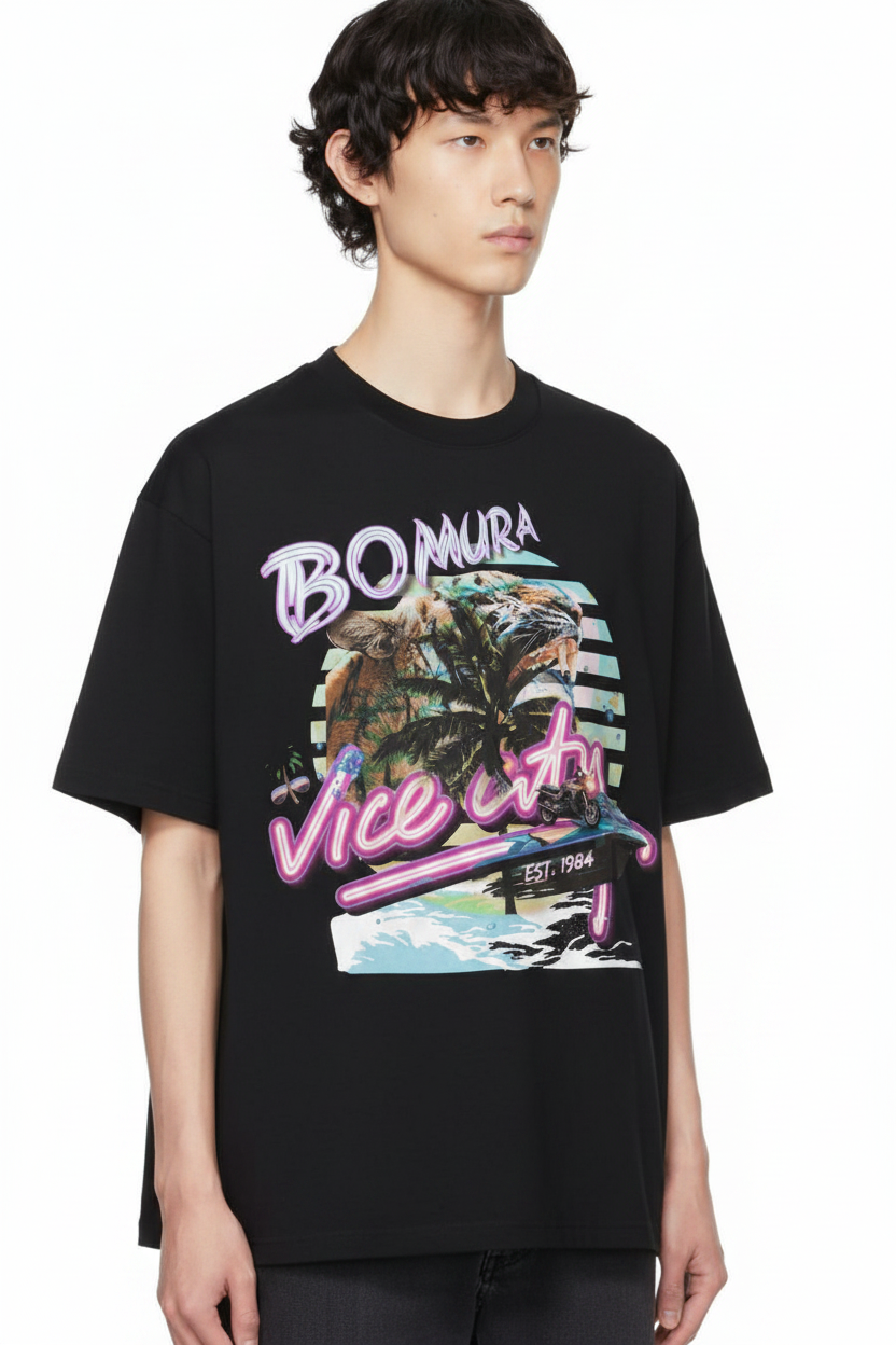 Bomura Vice City Tee on Model