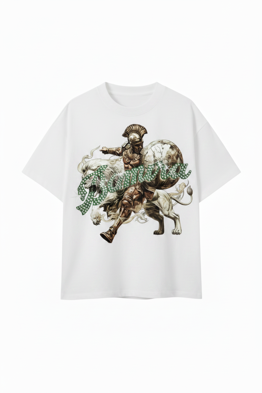 Bomura White Tee with Silver Rhinestone Logo