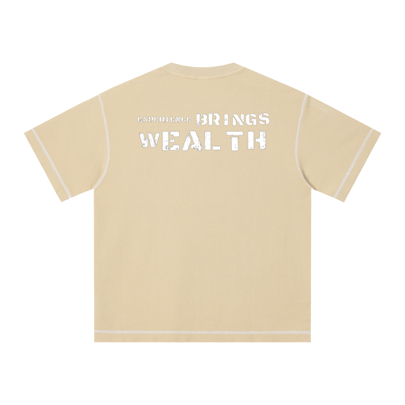 Bomura "Experience Brings Wealth" Lion Crest Contrast Stitch Sunfade Waffle Tee