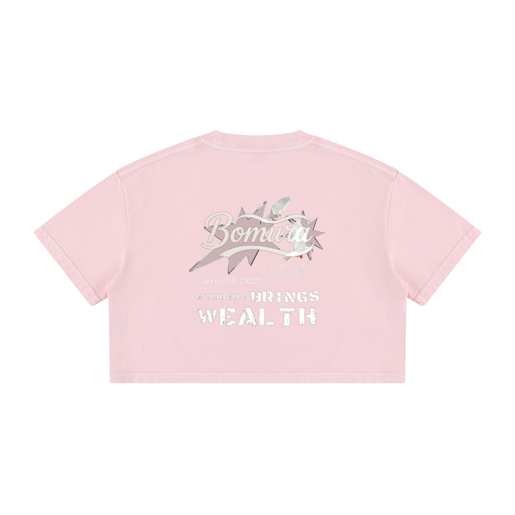 Women's Mineral Wash Cotton Crop T-Shirt