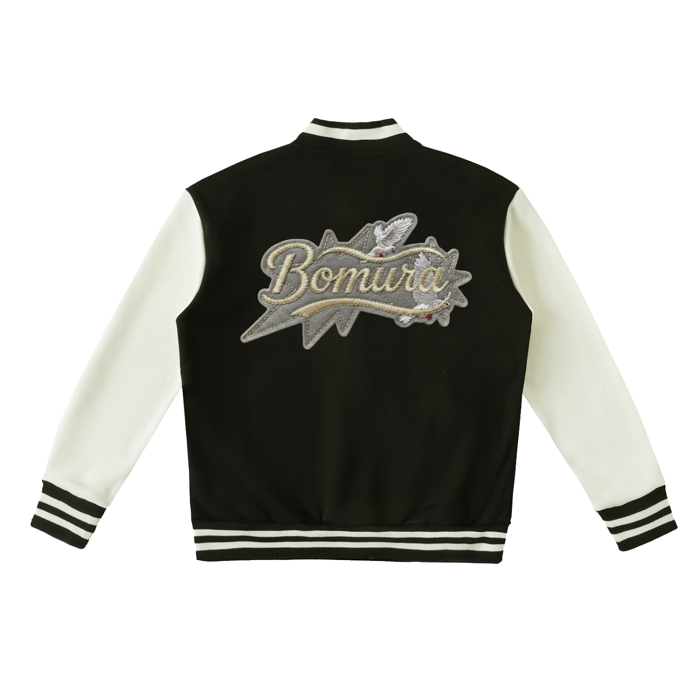 Bomura Embroidered Two-Tone Fleeced Varsity Jacket