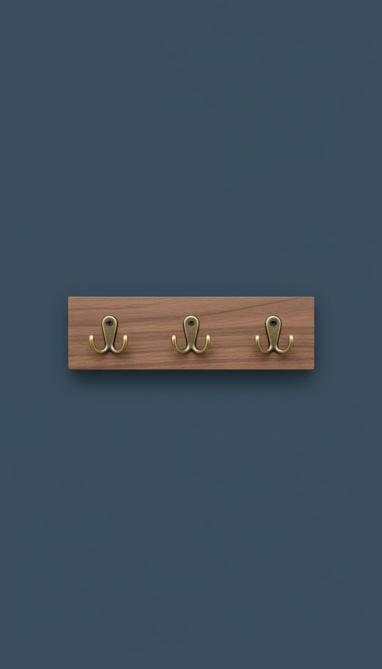 Walnut Key Holder with Antique Gold Hardware