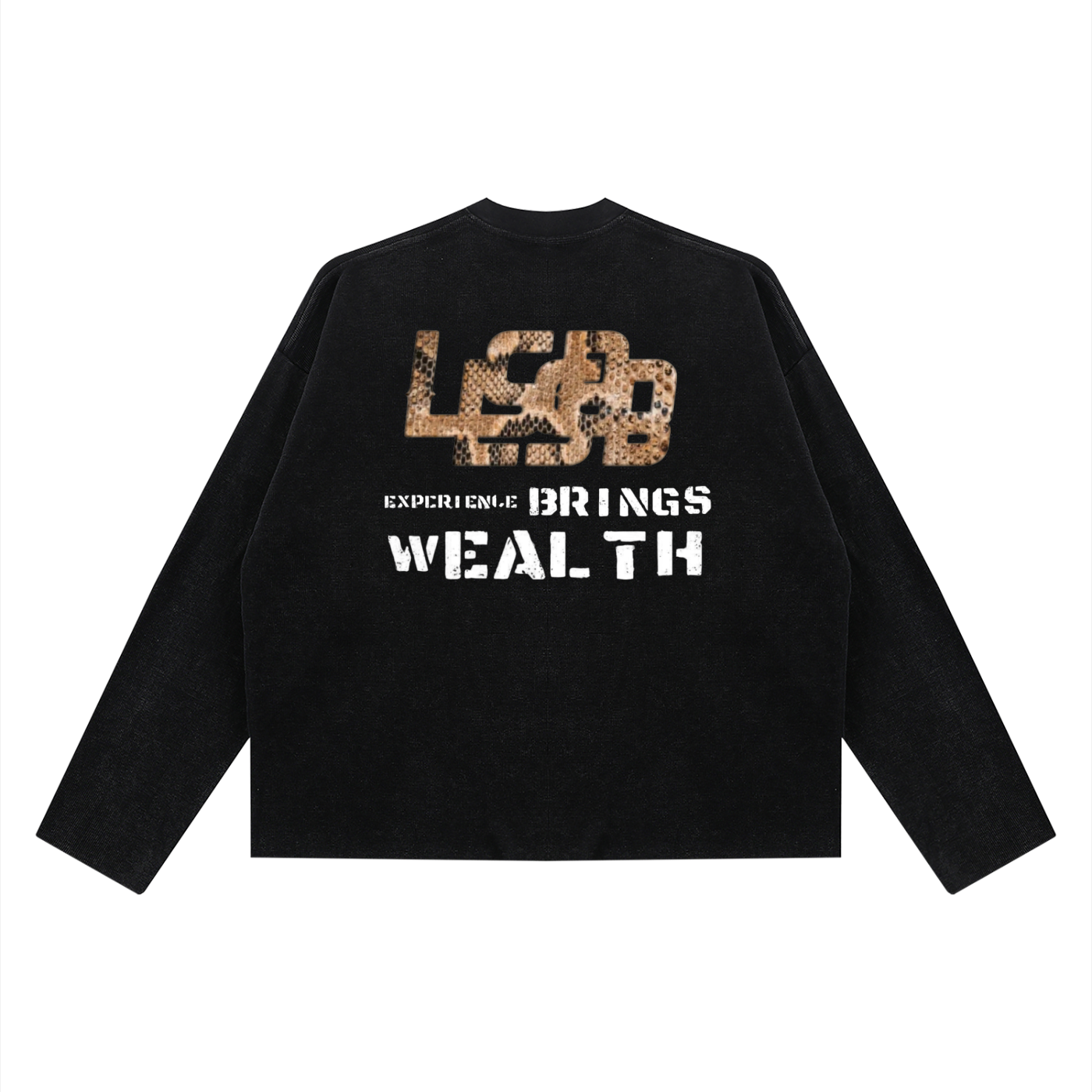 Bomura "Experience Brings Wealth" Snakeskin Waffle Boxy Long Sleeve
